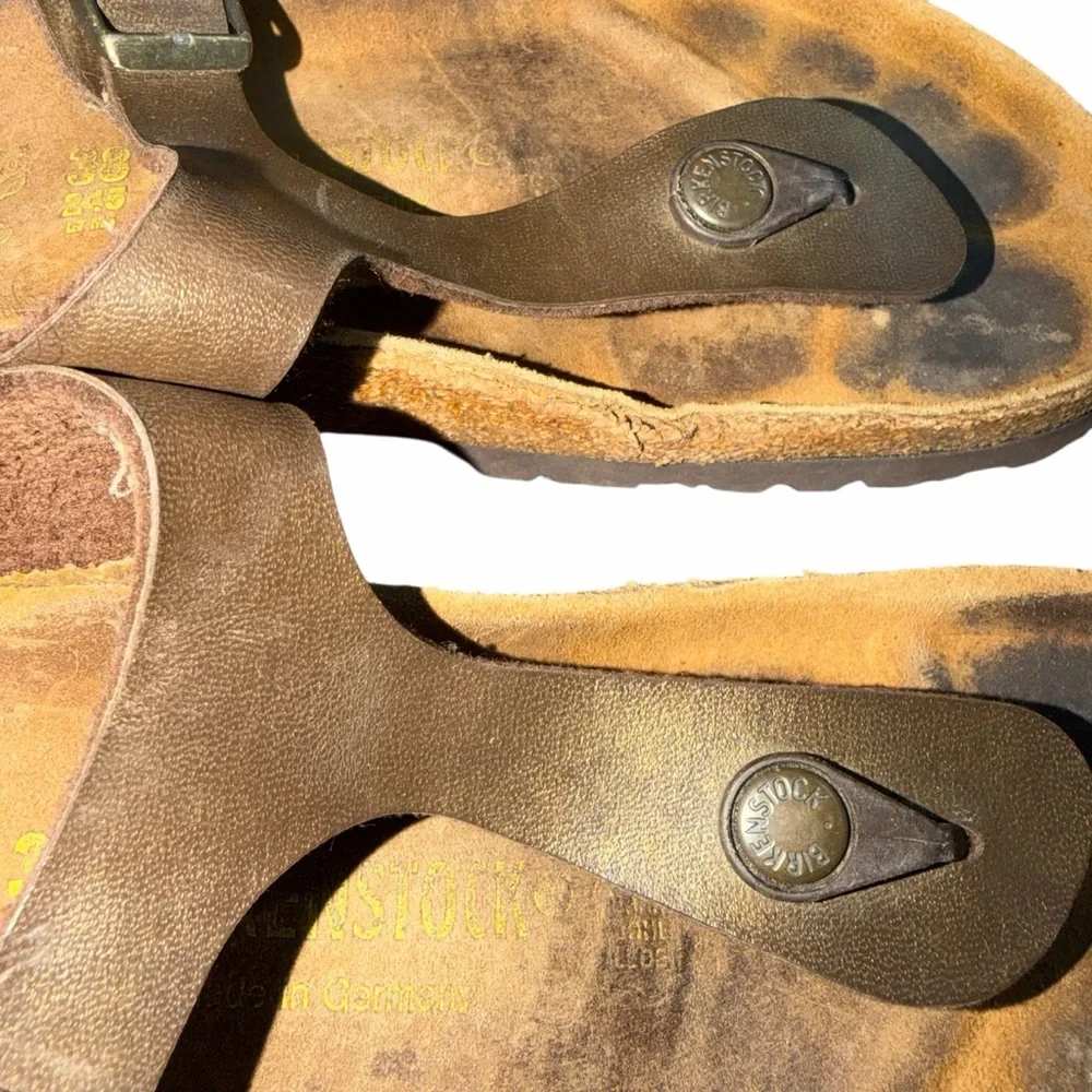 Birkenstock Gizeh Brown Leather Thong Sandals EU 38 US 7